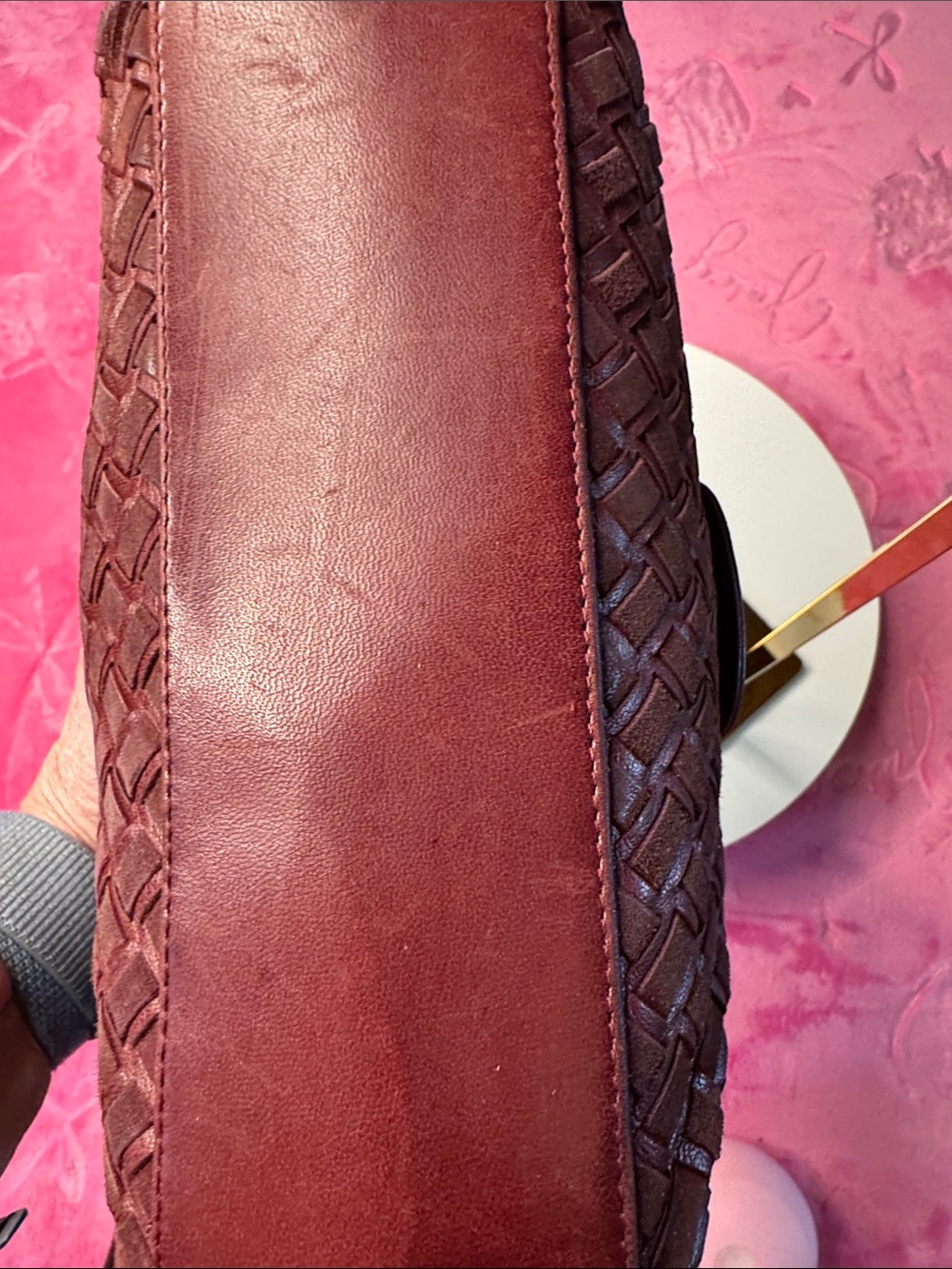 Luxury Bally Woven Leather Bag Made in Italy Gold Chain & Leather Crossbody - Picture 13 of 13